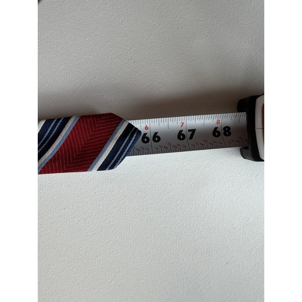 Roundtree & Yorke Extra Long Silk Neck Tie Red Blue Stripe Handmade 66" - Picture 5 of 5